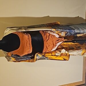 3 piece set: Copper color. bikini top and bottom with Kimono Cover Up